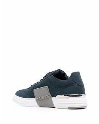 Baskets basses en cuir bleu marine Philipp Plein