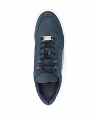 Baskets basses en cuir bleu marine Philipp Plein