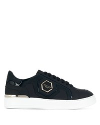 Baskets basses en cuir bleu marine Philipp Plein