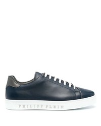 Baskets basses en cuir bleu marine Philipp Plein