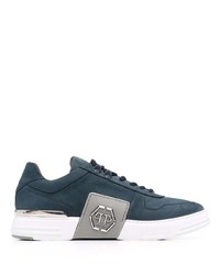 Baskets basses en cuir bleu marine Philipp Plein