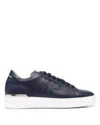 Baskets basses en cuir bleu marine Philipp Plein