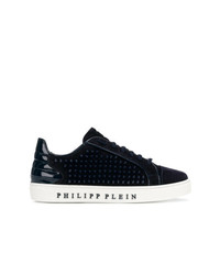 Baskets basses en cuir bleu marine Philipp Plein