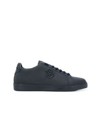 Baskets basses en cuir bleu marine Philipp Plein