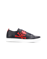 Baskets basses en cuir bleu marine Philipp Plein