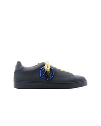 Baskets basses en cuir bleu marine Philipp Plein