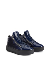 Baskets basses en cuir bleu marine Giuseppe Zanotti