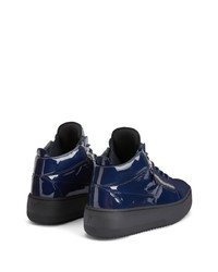 Baskets basses en cuir bleu marine Giuseppe Zanotti