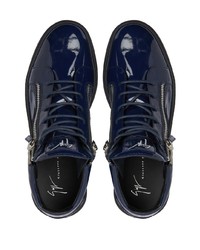 Baskets basses en cuir bleu marine Giuseppe Zanotti