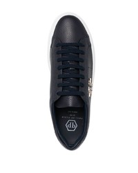 Baskets basses en cuir bleu marine Philipp Plein