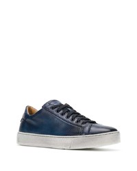 Baskets basses en cuir bleu marine Santoni