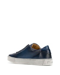 Baskets basses en cuir bleu marine Santoni