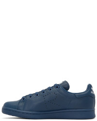 Baskets basses en cuir bleu marine Adidas By Raf Simons