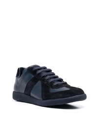 Baskets basses en cuir bleu marine Maison Margiela