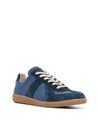 Baskets basses en cuir bleu marine Maison Margiela