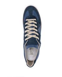 Baskets basses en cuir bleu marine Maison Margiela