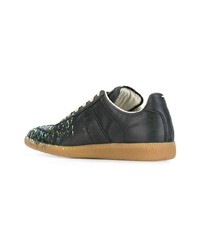 Baskets basses en cuir bleu marine Maison Margiela