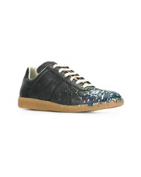 Baskets basses en cuir bleu marine Maison Margiela