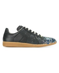 Baskets basses en cuir bleu marine Maison Margiela