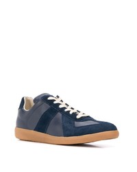 Baskets basses en cuir bleu marine Maison Margiela