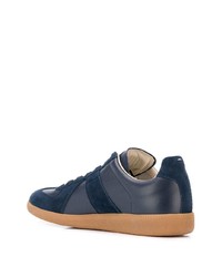 Baskets basses en cuir bleu marine Maison Margiela