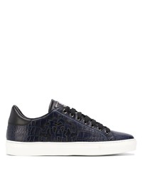 Baskets basses en cuir bleu marine Roberto Cavalli