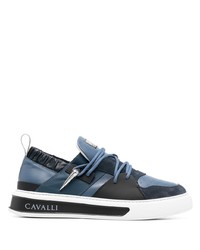 Baskets basses en cuir bleu marine Roberto Cavalli