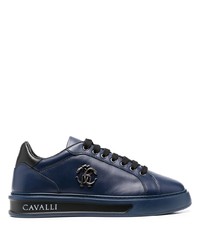 Baskets basses en cuir bleu marine Roberto Cavalli