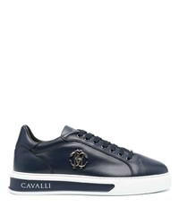 Baskets basses en cuir bleu marine Roberto Cavalli