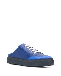 Baskets basses en cuir bleu marine Sunnei