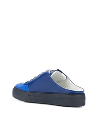 Baskets basses en cuir bleu marine Sunnei