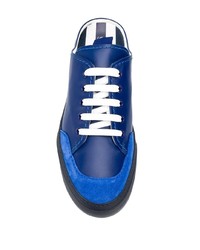 Baskets basses en cuir bleu marine Sunnei