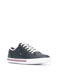 Baskets basses en cuir bleu marine Tommy Hilfiger