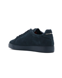 Baskets basses en cuir bleu marine Philipp Plein