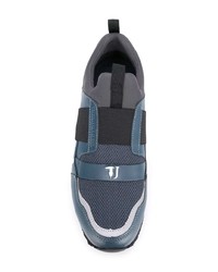 Baskets basses en cuir bleu marine Trussardi Jeans