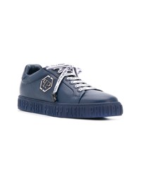 Baskets basses en cuir bleu marine Philipp Plein