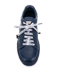 Baskets basses en cuir bleu marine Philipp Plein