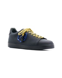 Baskets basses en cuir bleu marine Philipp Plein