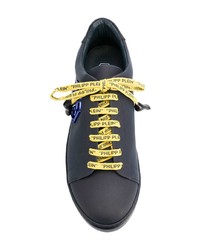 Baskets basses en cuir bleu marine Philipp Plein