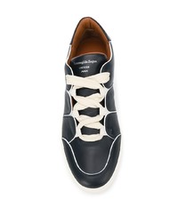 Baskets basses en cuir bleu marine Ermenegildo Zegna