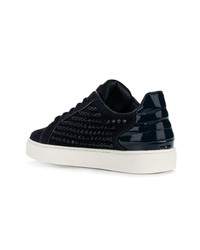 Baskets basses en cuir bleu marine Philipp Plein