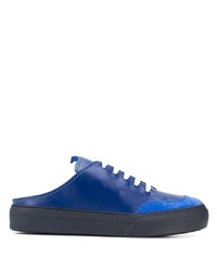 Baskets basses en cuir bleu marine Sunnei