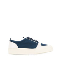 Baskets basses en cuir bleu marine Sunnei