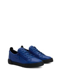 Baskets basses en cuir bleu marine Giuseppe Zanotti