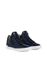 Baskets basses en cuir bleu marine Giuseppe Zanotti