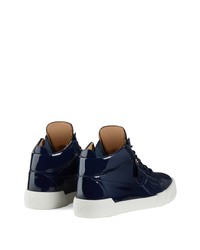 Baskets basses en cuir bleu marine Giuseppe Zanotti