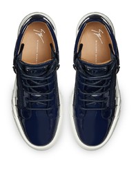 Baskets basses en cuir bleu marine Giuseppe Zanotti