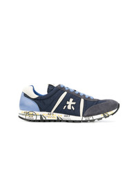 Baskets basses en cuir bleu marine White Premiata