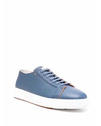 Baskets basses en cuir bleues Santoni