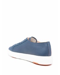 Baskets basses en cuir bleues Santoni